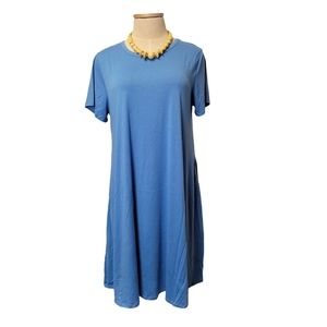 Lularoe True Blue Short Sleeve Dress with Pockets 3XL